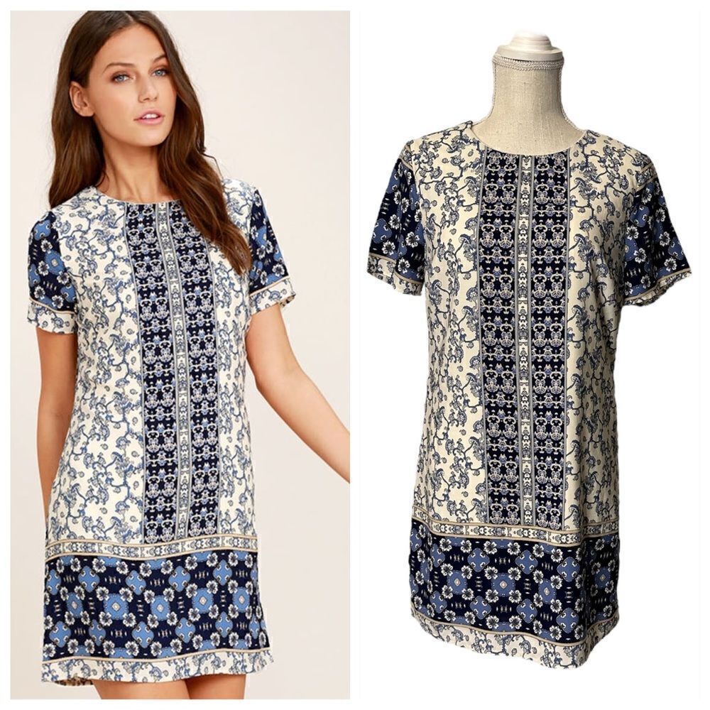 Lulu’s Marketplace Blue Print Shift Dress